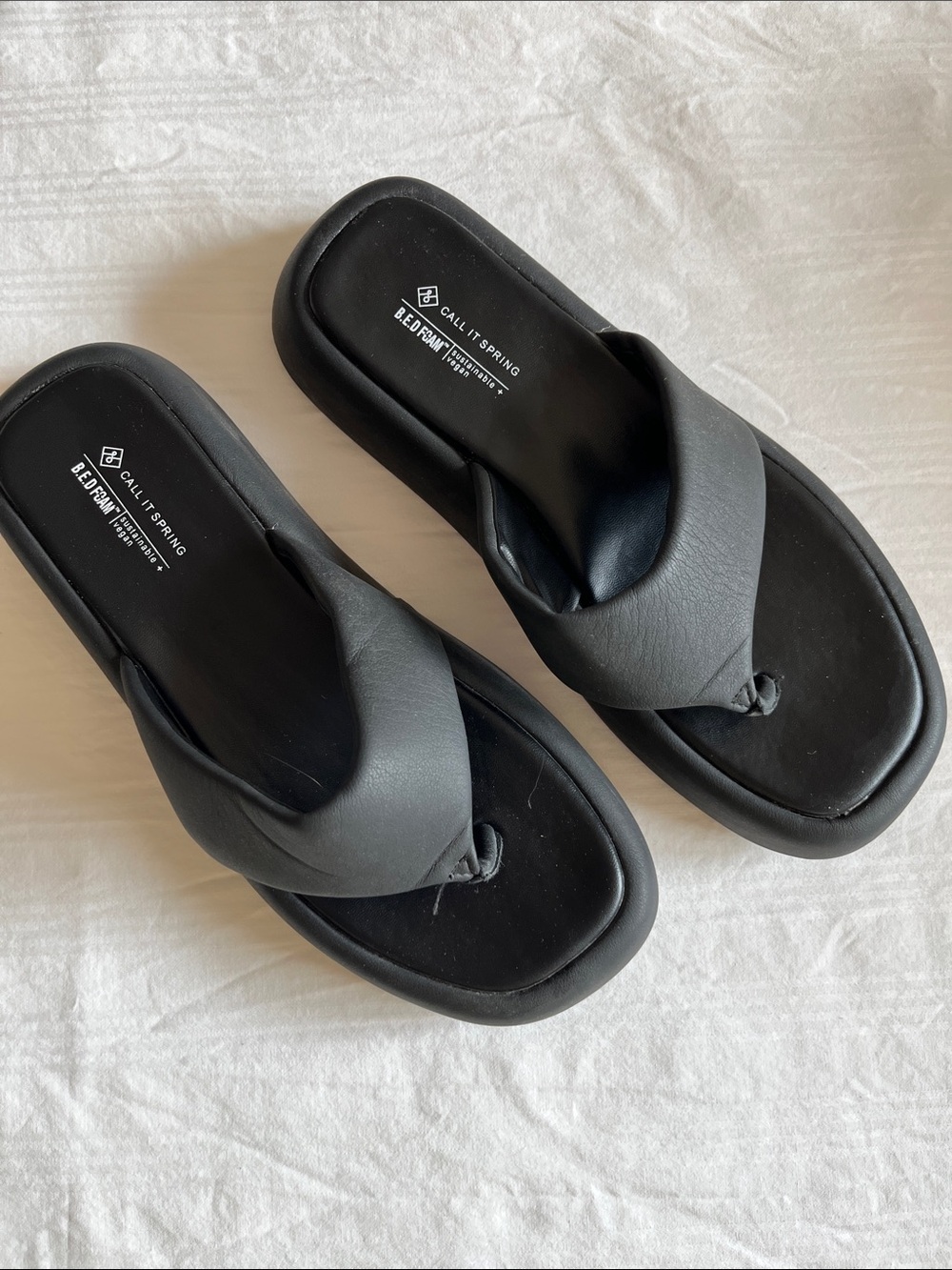 Call It Spring Women’s Black Thong Sandals Cushioned Shoes 8.5